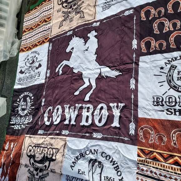 Western Comforter Set Queen Size 88Lx84W Horse Cowboy Bedding  2 Standard Pillow - Picture 10 of 10